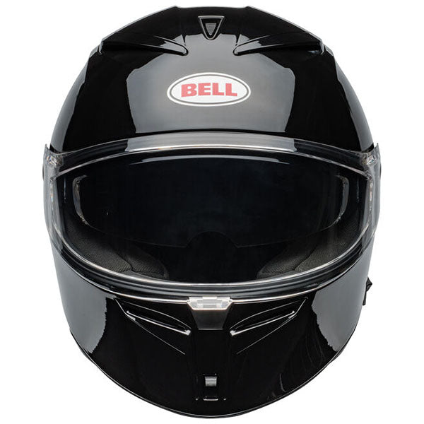 motorcycle helmet, front view, showing aerodynamic shell design, ventilation ports, and secure retention system built for rider comfort and protection. SKU 07160955.