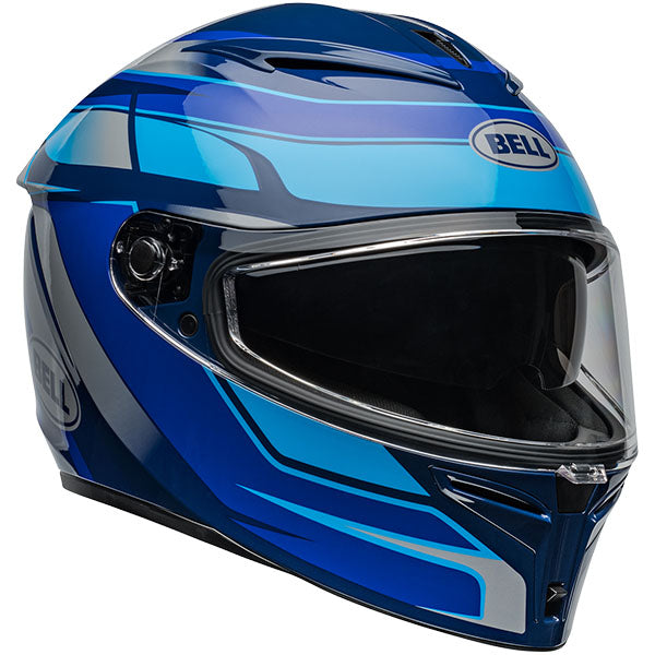 motorcycle helmet, showing aerodynamic shell design, ventilation ports, and secure retention system built for rider comfort and protection