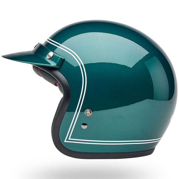 motorcycle helmet, side view, showing aerodynamic shell design, ventilation ports, and secure retention system built for rider comfort and protection