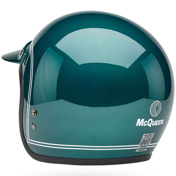 motorcycle helmet, side view, showing aerodynamic shell design, ventilation ports, and secure retention system built for rider comfort and protection