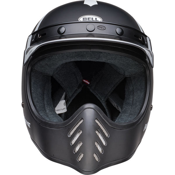 motorcycle helmet, front view, showing aerodynamic shell design, ventilation ports, and secure retention system built for rider comfort and protection. SKU 07152116.
