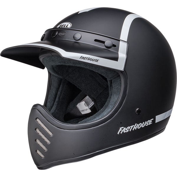 motorcycle helmet, front view, showing aerodynamic shell design, ventilation ports, and secure retention system built for rider comfort and protection
