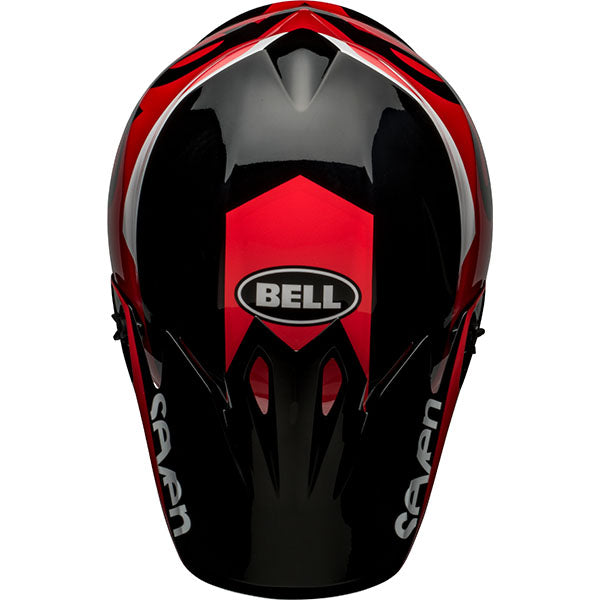 motorcycle helmet, top view, showing aerodynamic shell design, ventilation ports, and secure retention system built for rider comfort and protection. SKU 07144801.