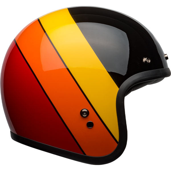 motorcycle helmet, angled view, showing aerodynamic shell design, ventilation ports, and secure retention system built for rider comfort and protection