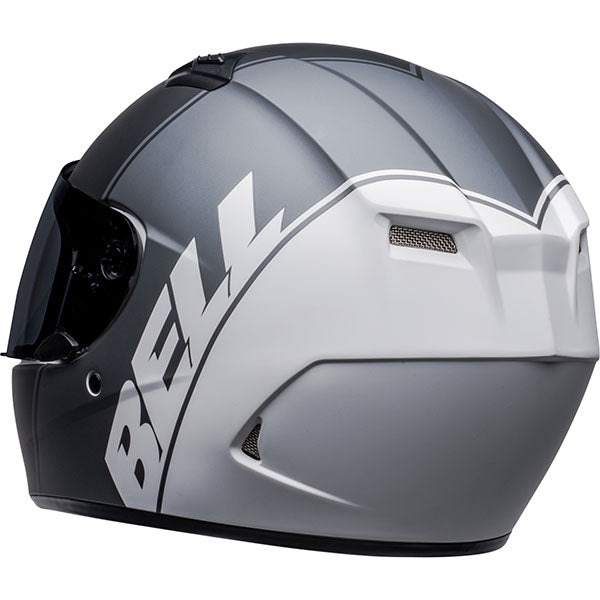 motorcycle helmet, rear view, showing aerodynamic shell design, ventilation ports, and secure retention system built for rider comfort and protection