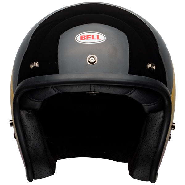motorcycle helmet, front view, showing aerodynamic shell design, ventilation ports, and secure retention system built for rider comfort and protection. SKU 07049170.