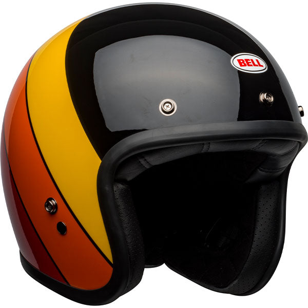 motorcycle helmet, front view, showing aerodynamic shell design, ventilation ports, and secure retention system built for rider comfort and protection