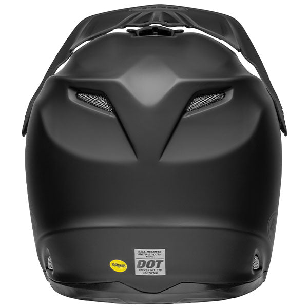 motorcycle helmet, rear view, showing aerodynamic shell design, ventilation ports, and secure retention system built for rider comfort and protection
