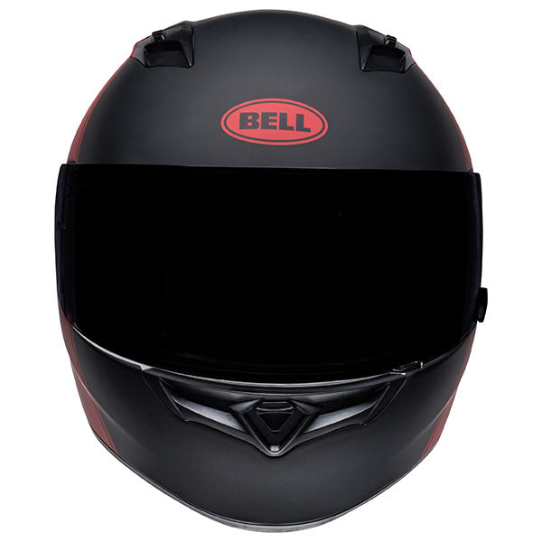 motorcycle helmet, front view, showing aerodynamic shell design, ventilation ports, and secure retention system built for rider comfort and protection. SKU 07141879.
