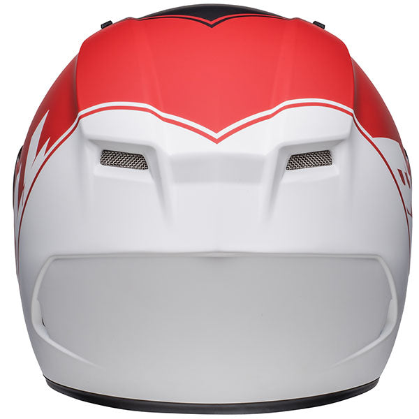 motorcycle helmet, rear view, showing aerodynamic shell design, ventilation ports, and secure retention system built for rider comfort and protection. SKU 07141880.