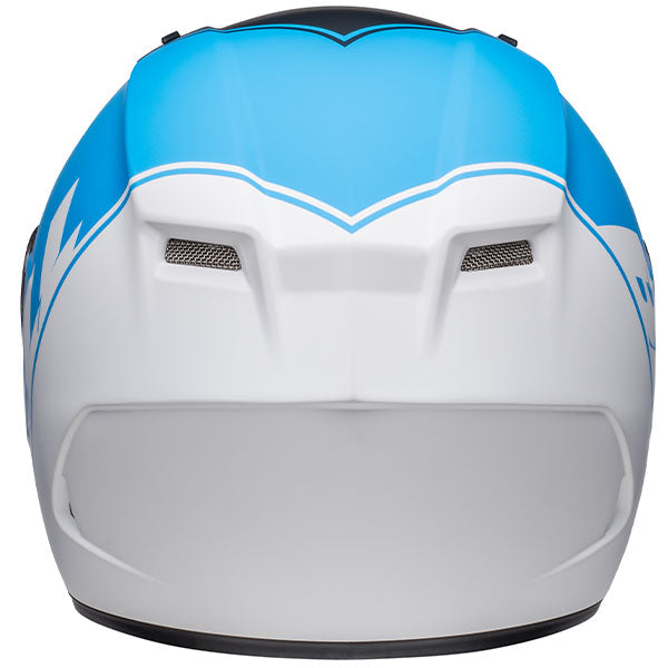 motorcycle helmet, rear view, showing aerodynamic shell design, ventilation ports, and secure retention system built for rider comfort and protection. SKU 07141868.