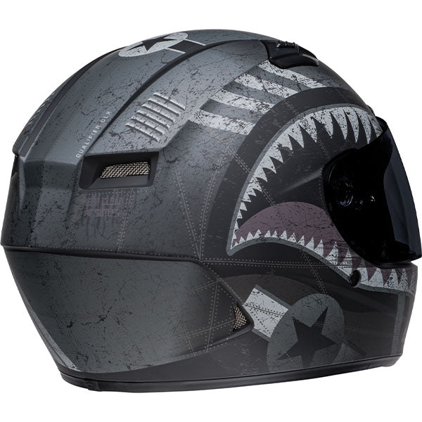 motorcycle helmet, rear view, showing aerodynamic shell design, ventilation ports, and secure retention system built for rider comfort and protection. SKU 07137116.