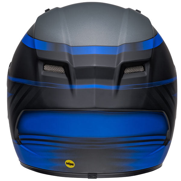 motorcycle helmet, rear view, showing aerodynamic shell design, ventilation ports, and secure retention system built for rider comfort and protection. SKU 07141833.