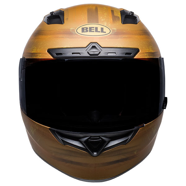 motorcycle helmet, front view, showing aerodynamic shell design, ventilation ports, and secure retention system built for rider comfort and protection. SKU 07137135.