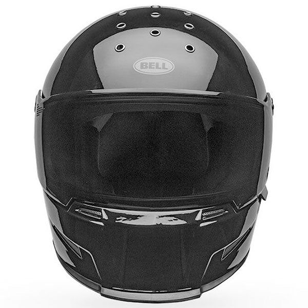 motorcycle helmet, front view, showing aerodynamic shell design, ventilation ports, and secure retention system built for rider comfort and protection. SKU 07158154.