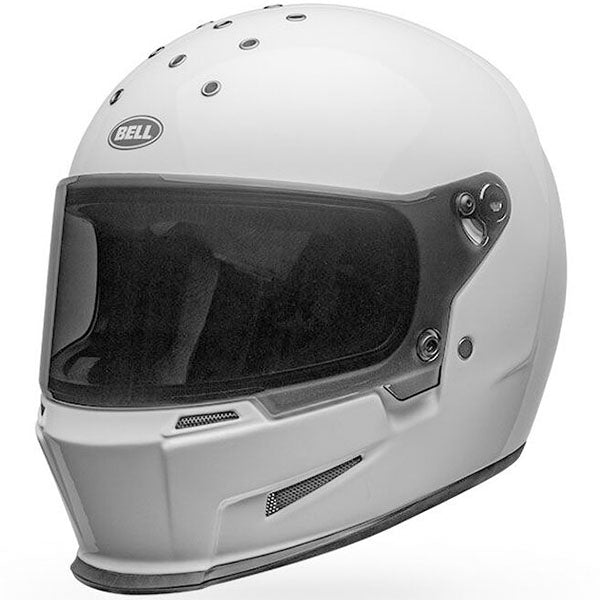 motorcycle helmet, front view, showing aerodynamic shell design, ventilation ports, and secure retention system built for rider comfort and protection