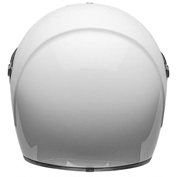 motorcycle helmet, rear view, showing aerodynamic shell design, ventilation ports, and secure retention system built for rider comfort and protection