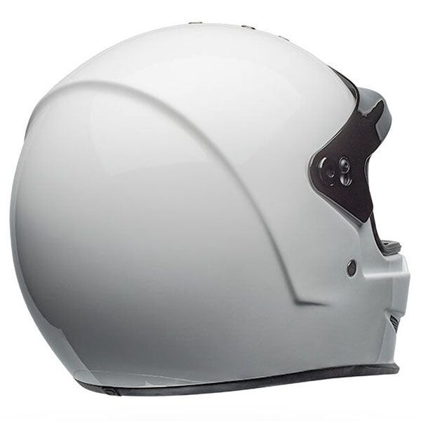 motorcycle helmet, rear view, showing aerodynamic shell design, ventilation ports, and secure retention system built for rider comfort and protection