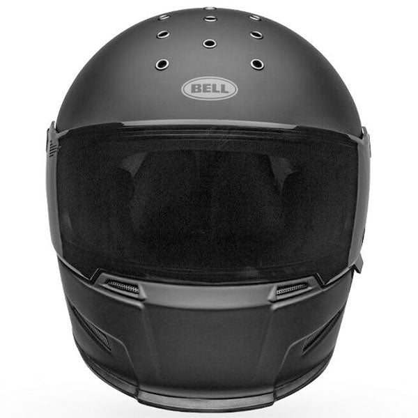 motorcycle helmet, front view, showing aerodynamic shell design, ventilation ports, and secure retention system built for rider comfort and protection. SKU 07158135.