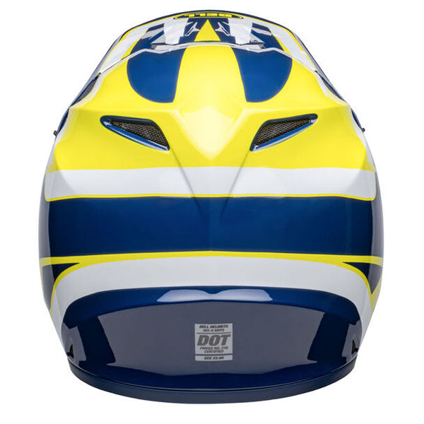 motorcycle helmet, rear view, showing aerodynamic shell design, ventilation ports, and secure retention system built for rider comfort and protection. SKU 07150262.