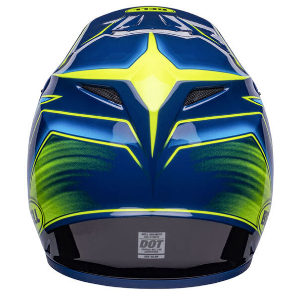 motorcycle helmet, rear view, showing aerodynamic shell design, ventilation ports, and secure retention system built for rider comfort and protection. SKU 07150272.
