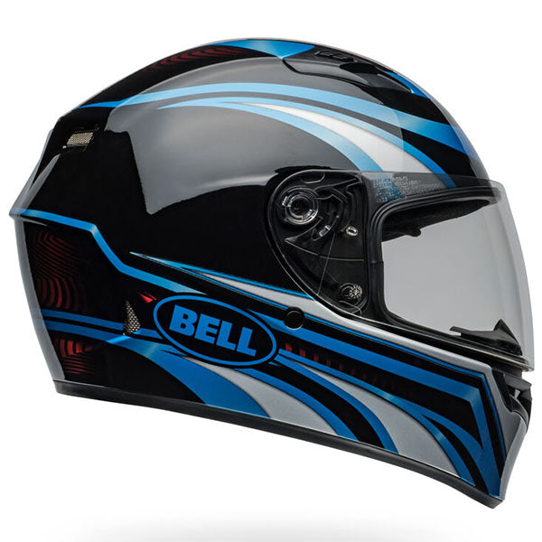 motorcycle helmet, angled view, showing aerodynamic shell design, ventilation ports, and secure retention system built for rider comfort and protection. SKU 07158691.