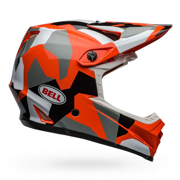 motorcycle helmet, angled view, showing aerodynamic shell design, ventilation ports, and secure retention system built for rider comfort and protection