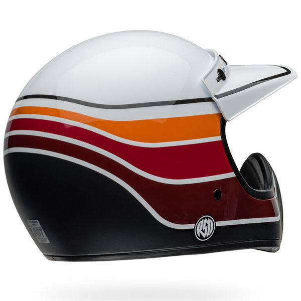 motorcycle helmet, rear view, showing aerodynamic shell design, ventilation ports, and secure retention system built for rider comfort and protection