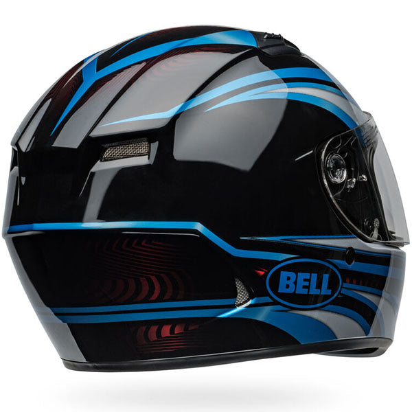 motorcycle helmet, rear view, showing aerodynamic shell design, ventilation ports, and secure retention system built for rider comfort and protection. SKU 07158707.