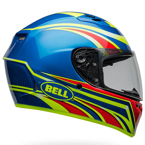 motorcycle helmet, showing aerodynamic shell design, ventilation ports, and secure retention system built for rider comfort and protection