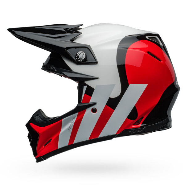 motorcycle helmet, showing aerodynamic shell design, ventilation ports, and secure retention system built for rider comfort and protection