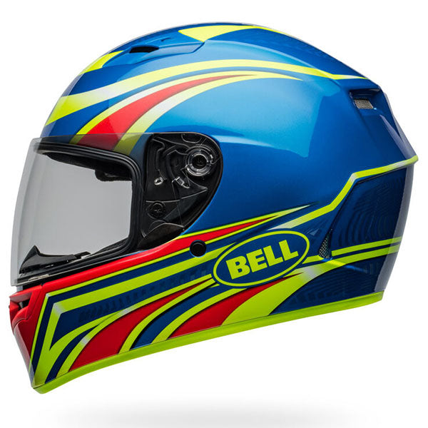 motorcycle helmet, showing aerodynamic shell design, ventilation ports, and secure retention system built for rider comfort and protection