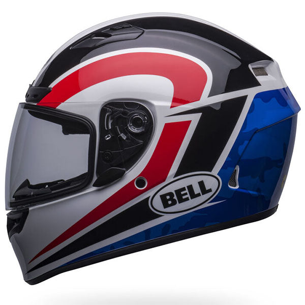 motorcycle helmet, showing aerodynamic shell design, ventilation ports, and secure retention system built for rider comfort and protection
