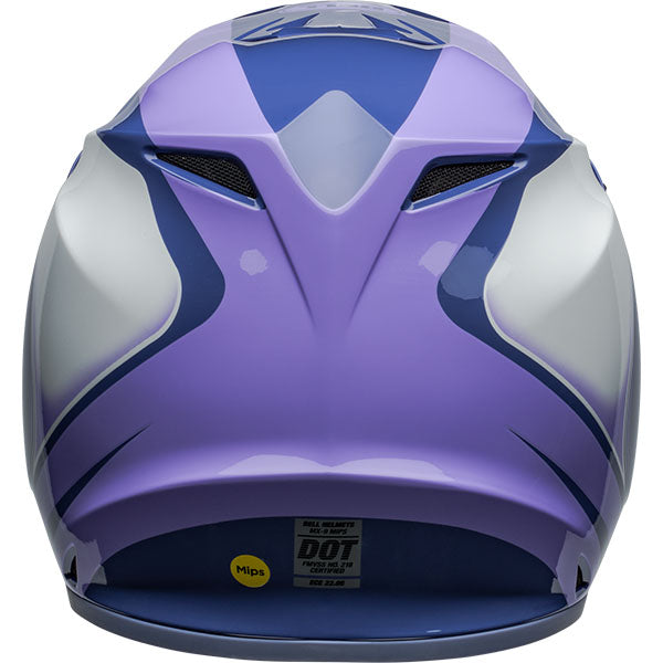 motorcycle helmet, rear view, showing aerodynamic shell design, ventilation ports, and secure retention system built for rider comfort and protection