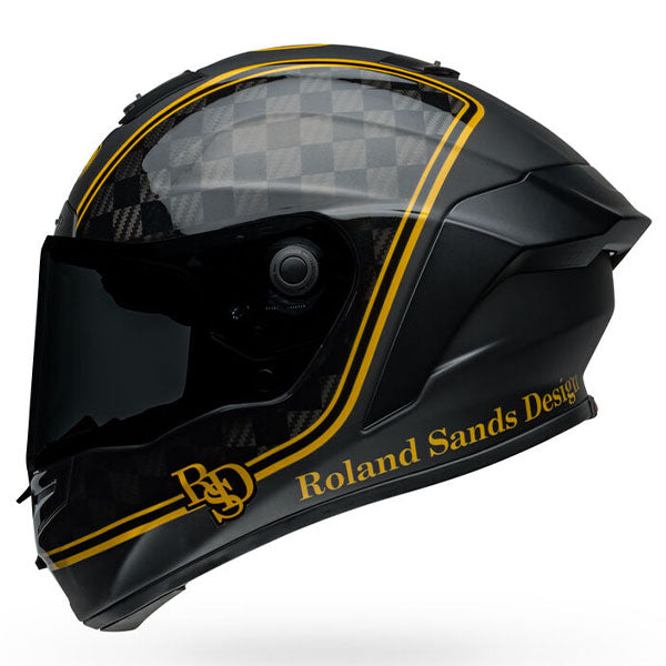 motorcycle helmet, angled view, showing aerodynamic shell design, ventilation ports, and secure retention system built for rider comfort and protection. SKU 07156896.
