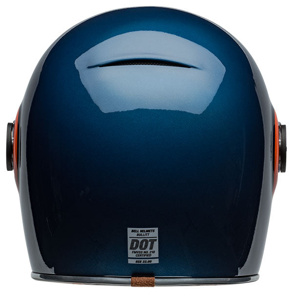 motorcycle helmet, rear view, showing aerodynamic shell design, ventilation ports, and secure retention system built for rider comfort and protection. SKU 07157870.