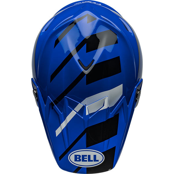 motorcycle helmet, top view, showing aerodynamic shell design, ventilation ports, and secure retention system built for rider comfort and protection