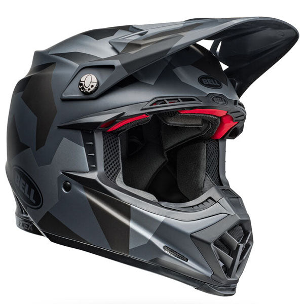 motorcycle helmet, front view, showing aerodynamic shell design, ventilation ports, and secure retention system built for rider comfort and protection