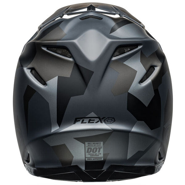 motorcycle helmet, rear view, showing aerodynamic shell design, ventilation ports, and secure retention system built for rider comfort and protection. SKU 07160329.