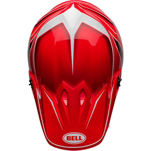 motorcycle helmet, top view, showing aerodynamic shell design, ventilation ports, and secure retention system built for rider comfort and protection. SKU 07157475.
