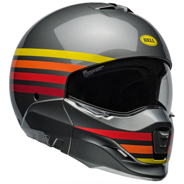 motorcycle helmet, front view, showing aerodynamic shell design, ventilation ports, and secure retention system built for rider comfort and protection