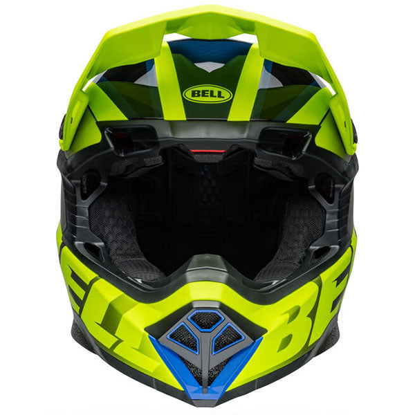 motorcycle helmet, front view, showing aerodynamic shell design, ventilation ports, and secure retention system built for rider comfort and protection. SKU 07161632.