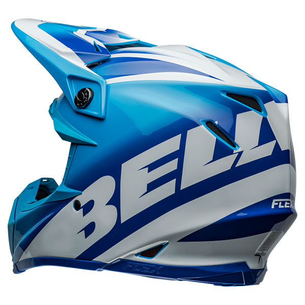 motorcycle helmet, rear view, showing aerodynamic shell design, ventilation ports, and secure retention system built for rider comfort and protection