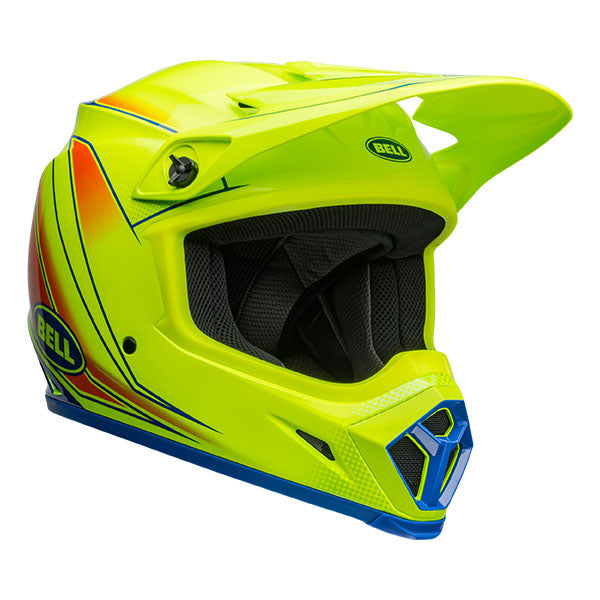 motorcycle helmet, front view, showing aerodynamic shell design, ventilation ports, and secure retention system built for rider comfort and protection