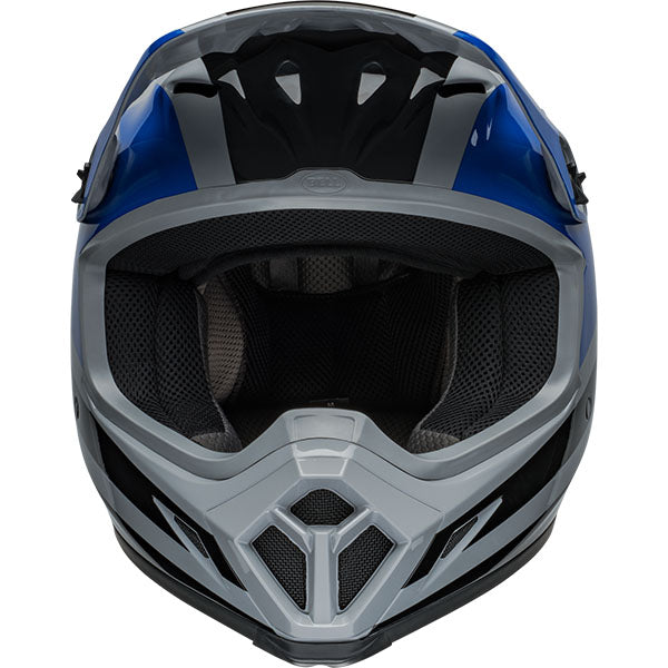 motorcycle helmet, front view, showing aerodynamic shell design, ventilation ports, and secure retention system built for rider comfort and protection. SKU 07157370.