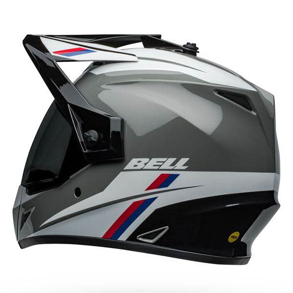 motorcycle helmet, rear view, showing aerodynamic shell design, ventilation ports, and secure retention system built for rider comfort and protection