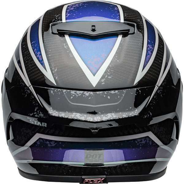 motorcycle helmet, rear view, showing aerodynamic shell design, ventilation ports, and secure retention system built for rider comfort and protection. SKU 07159985.