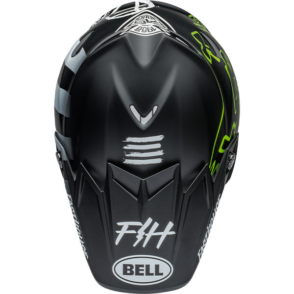 motorcycle helmet, top view, showing aerodynamic shell design, ventilation ports, and secure retention system built for rider comfort and protection. SKU 07157173.