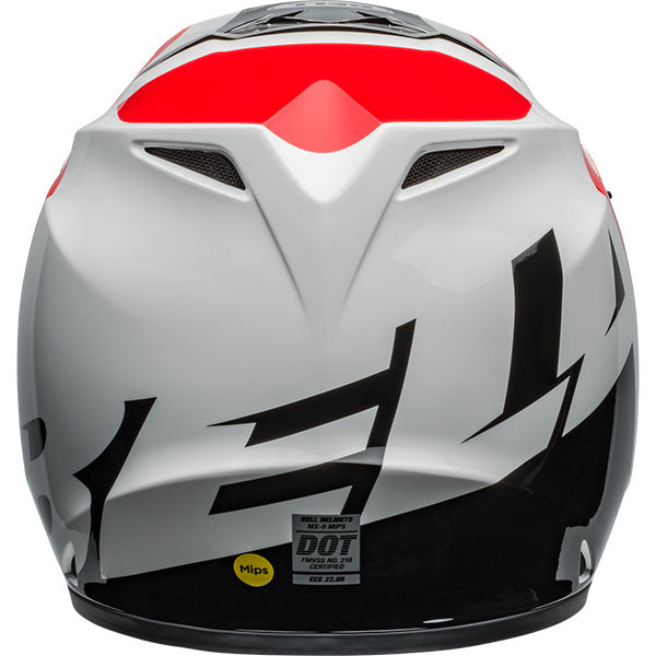 motorcycle helmet, rear view, showing aerodynamic shell design, ventilation ports, and secure retention system built for rider comfort and protection