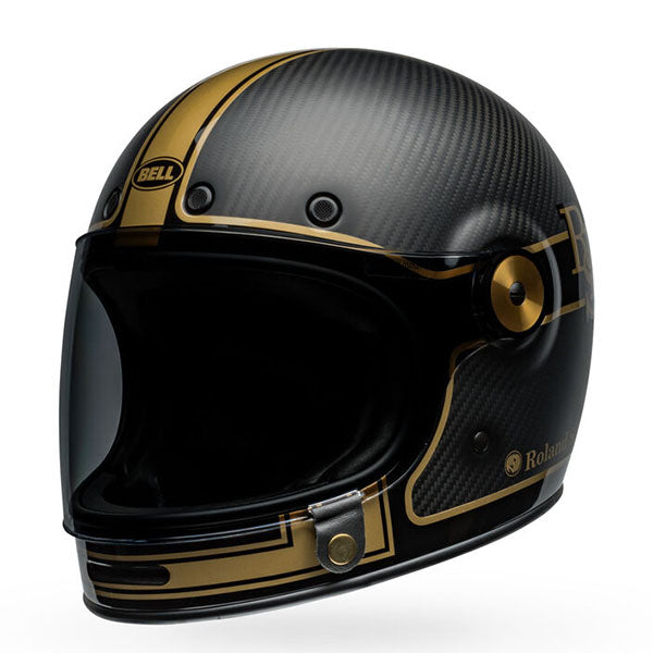 motorcycle helmet, front view, showing aerodynamic shell design, ventilation ports, and secure retention system built for rider comfort and protection